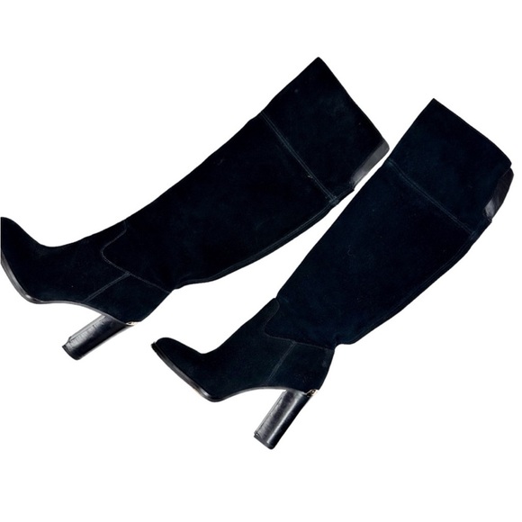 Michael Kors 🖤 Two Way Over Knee Boot Slouchy Wide Split Open Top Black Suede - Picture 3 of 16